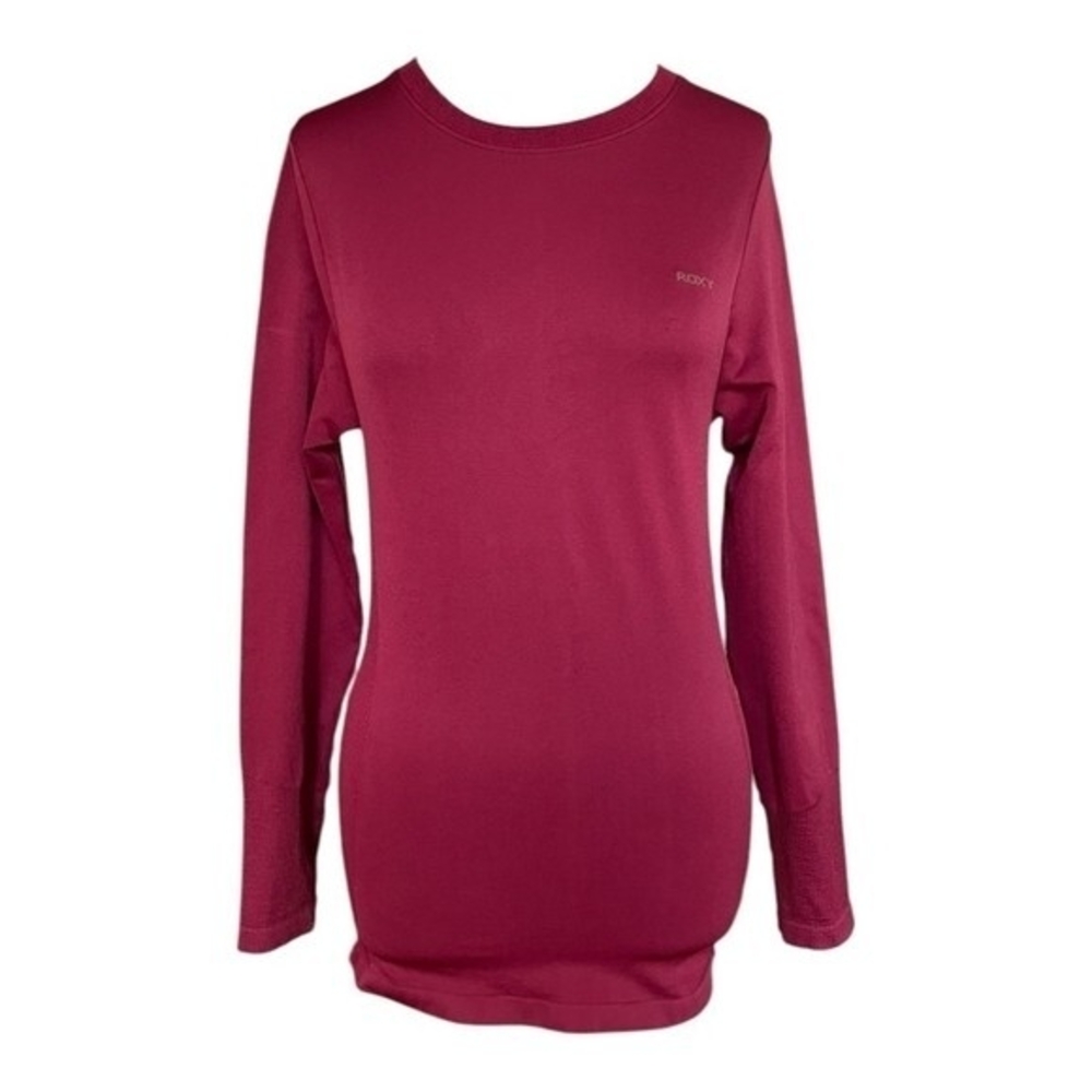 ROXY Burgundy DryFlight Nylon Seamless Long Sleeve Surf Rashguard Womens Sz M/L - Picture 4 of 7